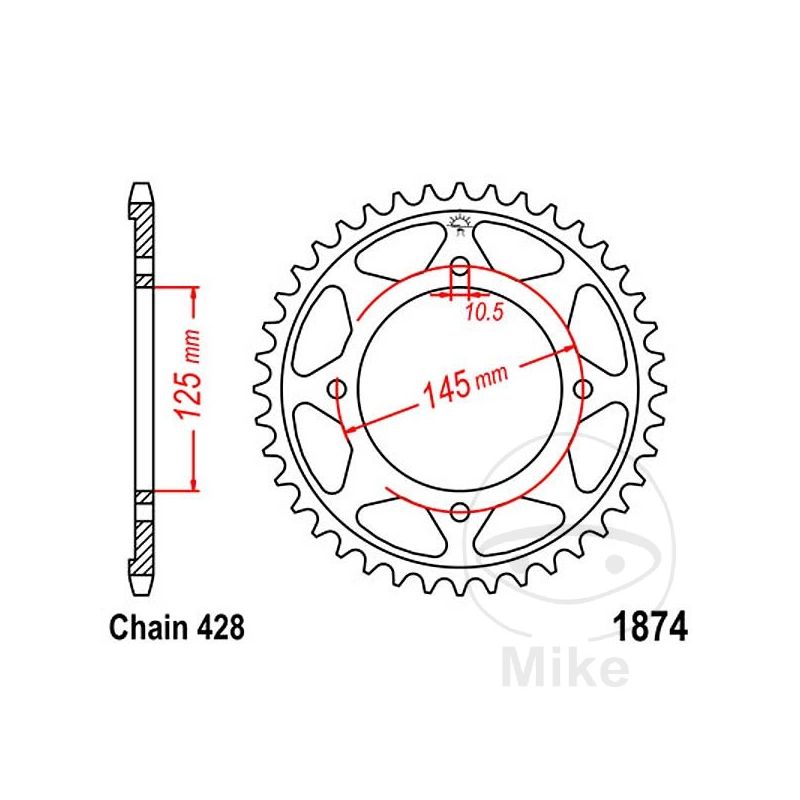 Corona 56 Dientes Paso 428 Ø int 125mm | Motos Camaral