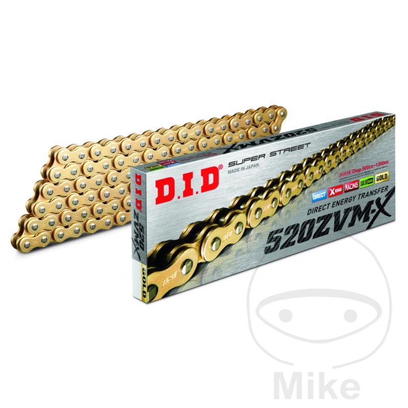 Cadena por Pasos DID 520ZVMX X-Ring G&amp;G | DID | Motos Camaral
