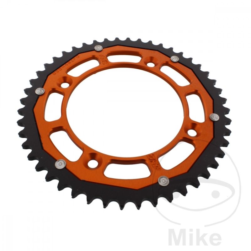 Corona ZF Dual 48 Dientes Paso 428 Naranja | Motos Camaral