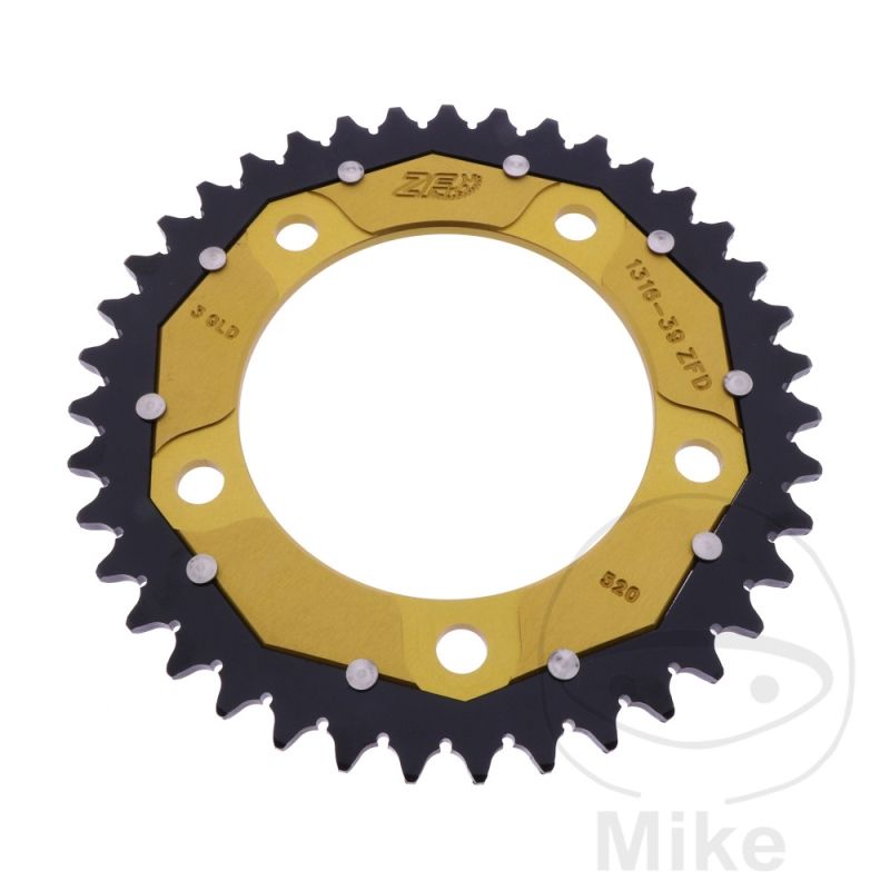 Corona Dual ZF 39 Dientes Paso 520 Dorada | Motos Camaral