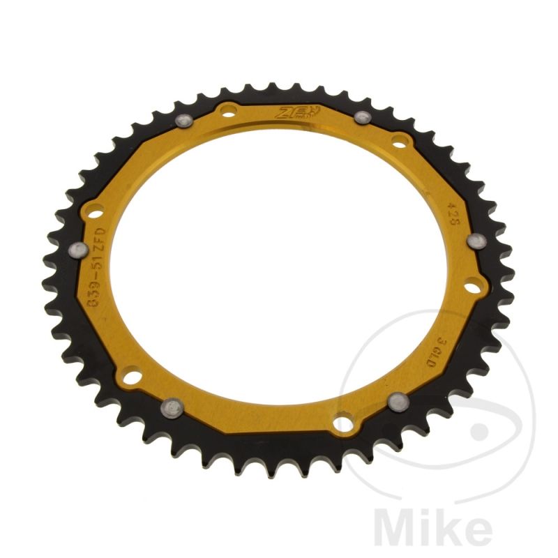 Corona ZF Dual 51 Dientes Paso 428 Dorada | Motos Camaral