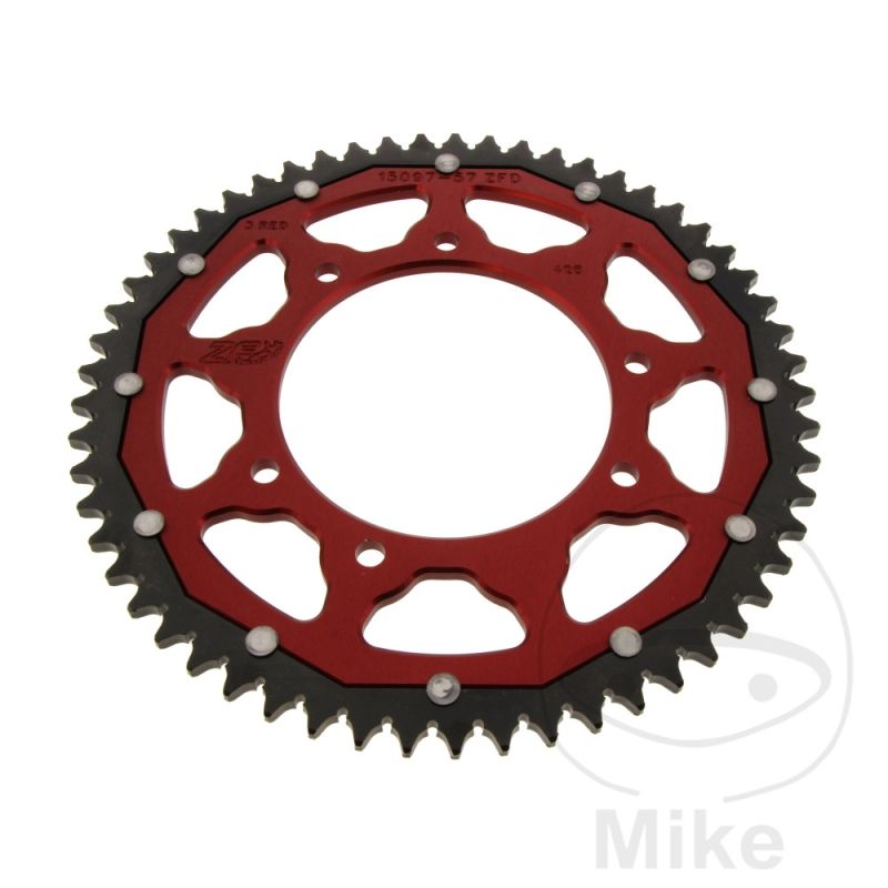 Corona Dual ZF 57 Dientes Paso 428 Roja | Motos Camaral