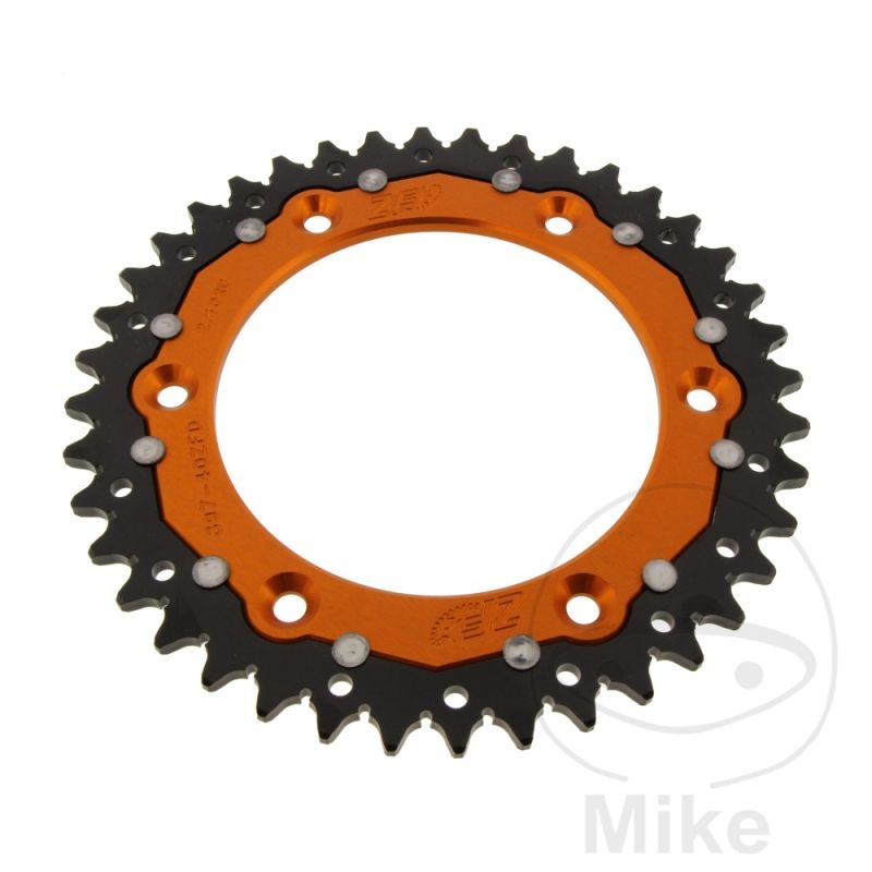 Corona Dual ZF 40 Dientes Paso 520 Naranja | Motos Camaral