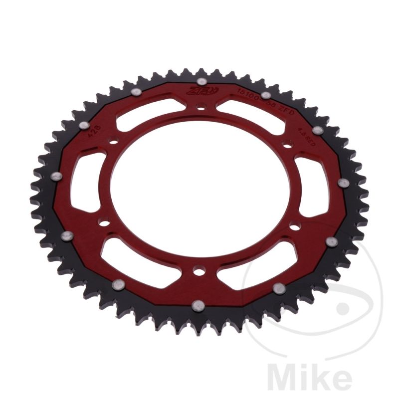 Corona Dual ZF 58 Dientes Paso 428 Roja | Motos Camaral