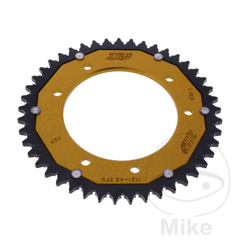Corona ZF Dual 45 Dientes Paso 420 Dorada | Motos Camaral