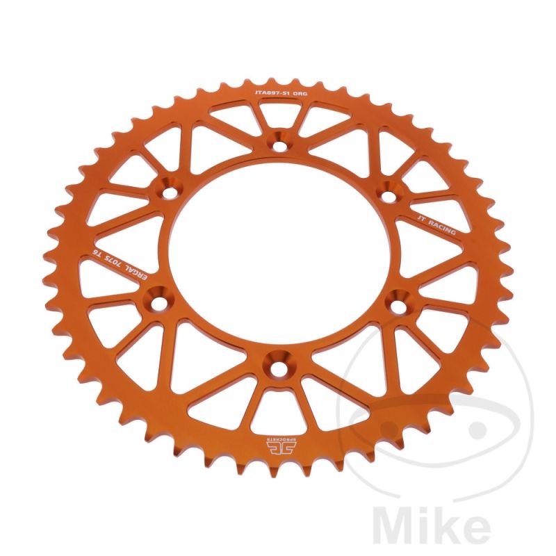 Corona JT Aluminio 51 Dientes Paso 520 Naranja | Motos Camaral