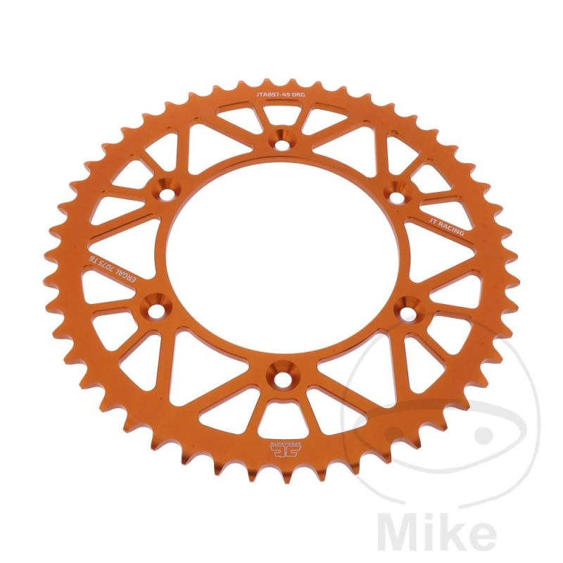 Corona Aluminio JT 49 Dientes Paso 520 Naranja | Motos Camaral