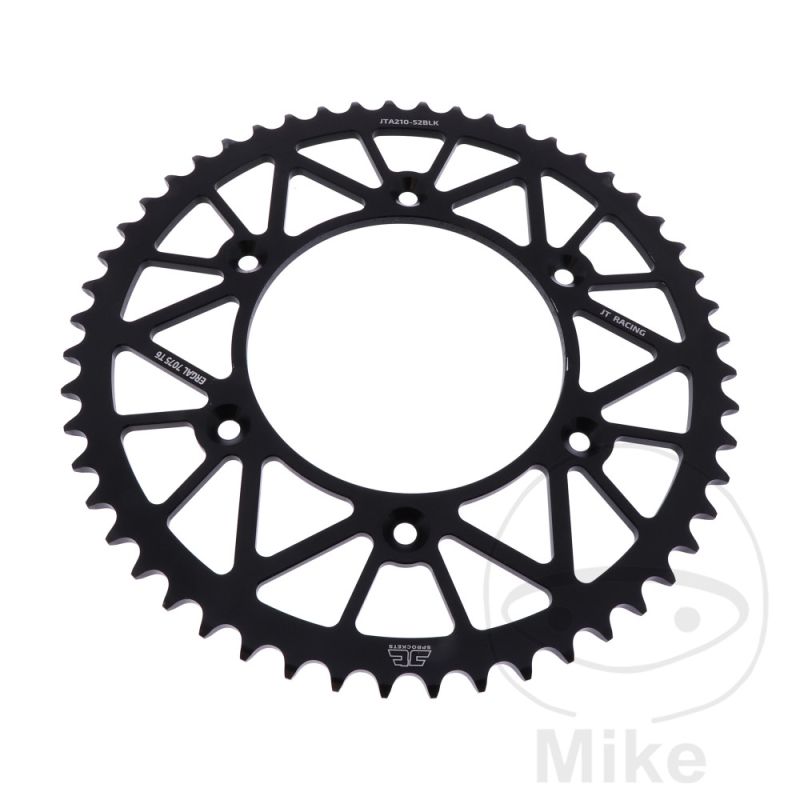 Corona Aluminio JT 52 Dientes Paso 520 Negra | Motos Camaral