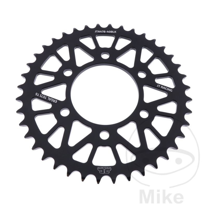 Corona Aluminio JT 40D Paso 520 Negra | JT | Motos Camaral