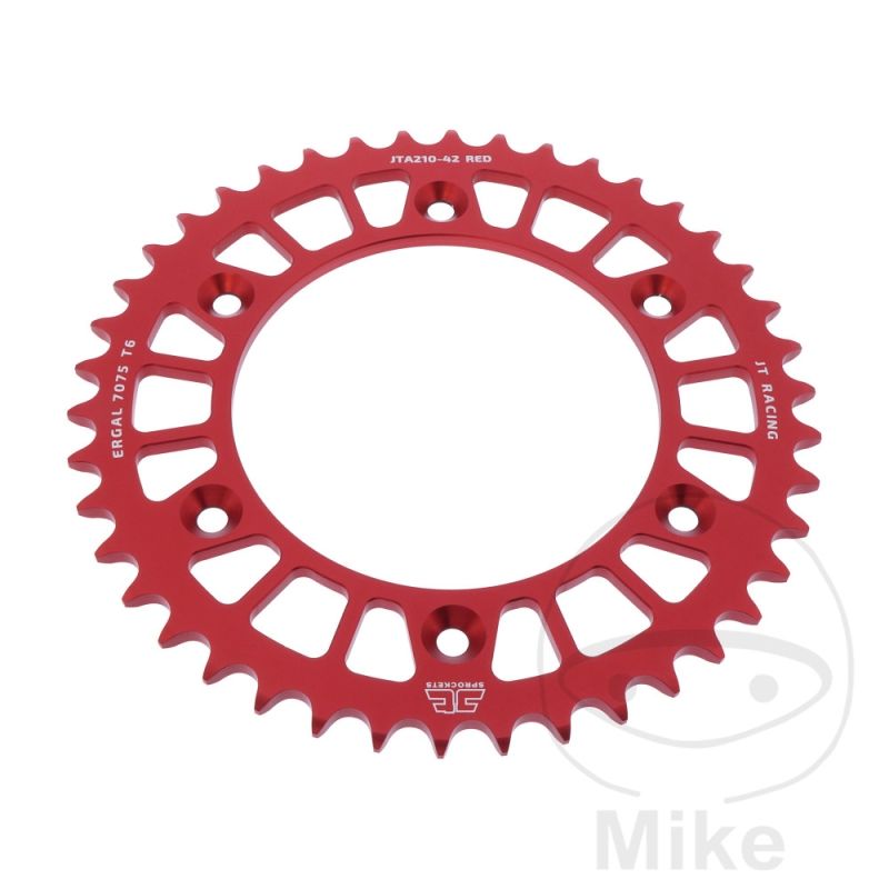 Corona Aluminio JT 42 Dientes Paso 520 Roja | Motos Camaral