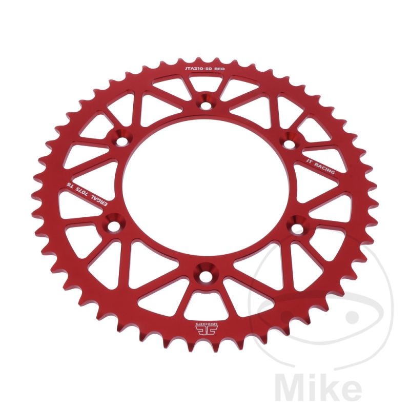Corona Aluminio 50 Dientes Paso 520 Roja JT | Motos Camaral