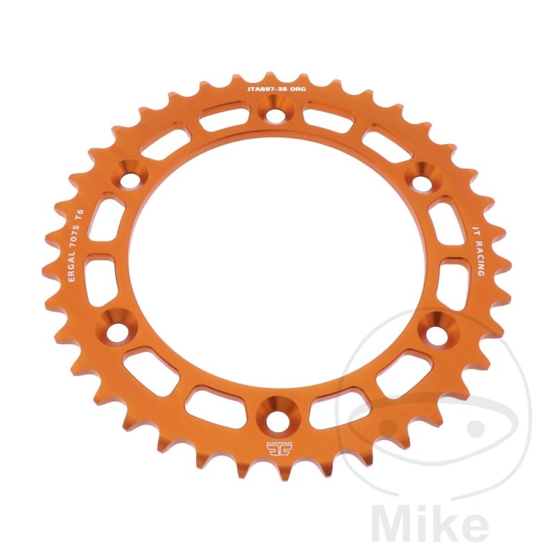 Corona JT Aluminio 38 Dientes Paso 520 Naranja | Motos Camaral