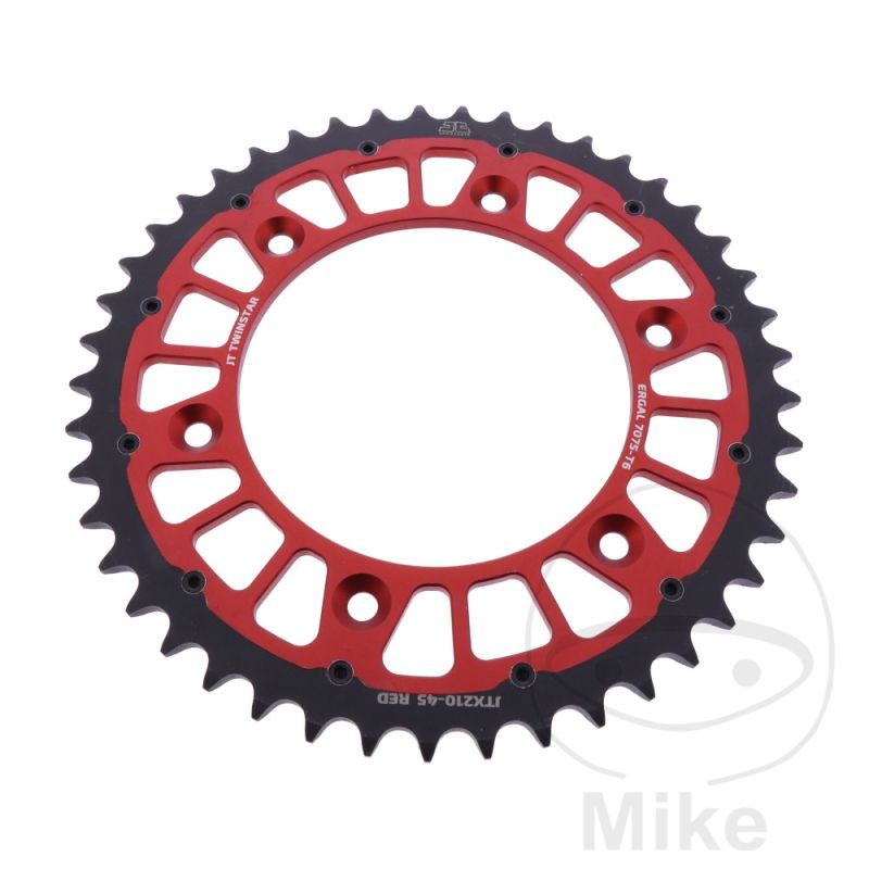 Corona JT Twinstar 45 Dientes Paso 520 Roja | Motos Camaral