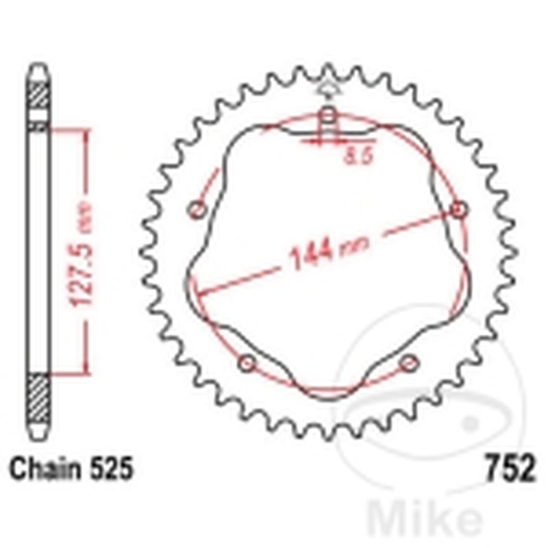 Corona Aluminio 41D Paso 525 Plateada | Motos Camaral
