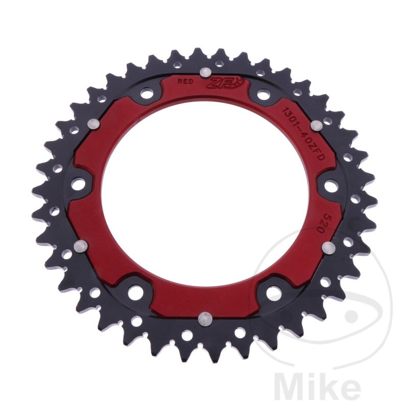 Corona ZF Dual 40 Dientes Paso 520 Roja | Motos Camaral