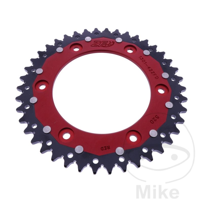 Corona ZF Dual 42 Dientes Paso 520 Roja | Motos Camaral