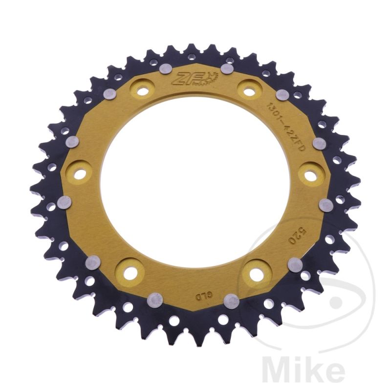 Corona Dual ZF 42 Dientes Paso 520 Dorada | Motos Camaral