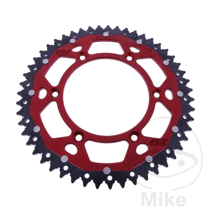 Corona Dual ZF 51 Dientes Paso 520 Roja | Motos Camaral