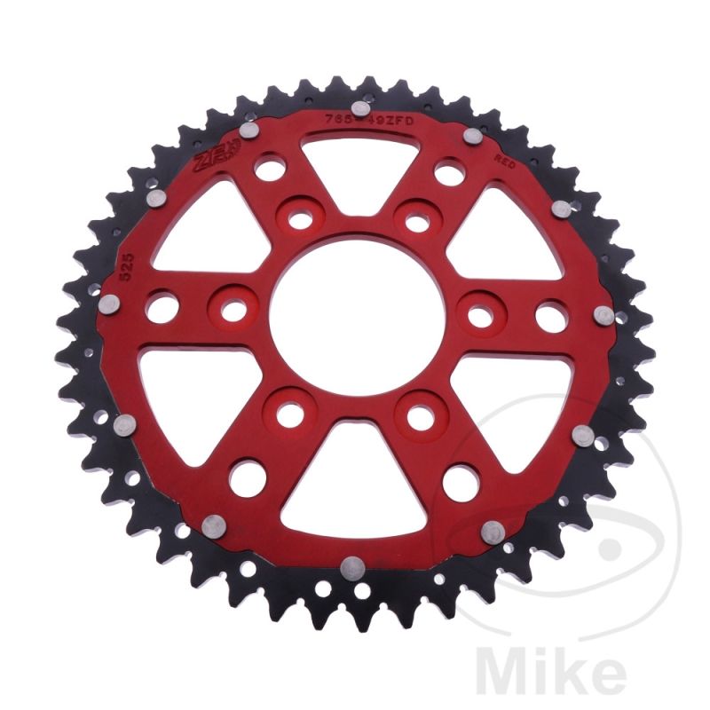 Corona Dual ZF 49 Dientes Paso 525 Roja | Motos Camaral