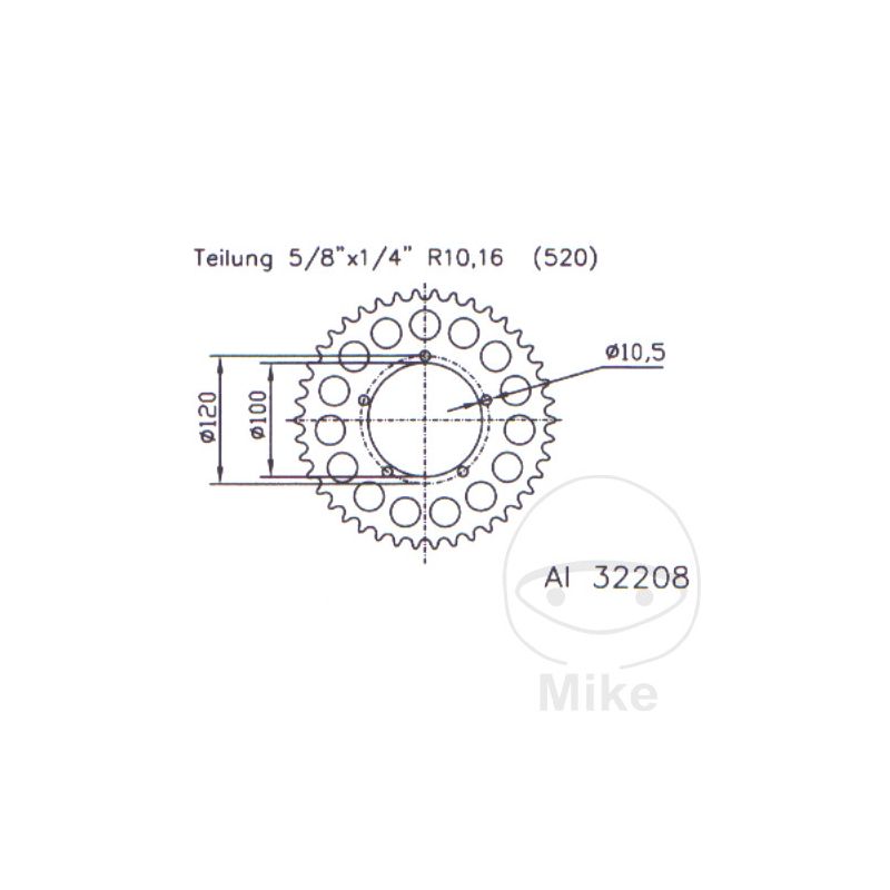 Corona Aluminio Esjot 40 Dientes Paso 520 | Motos Camaral