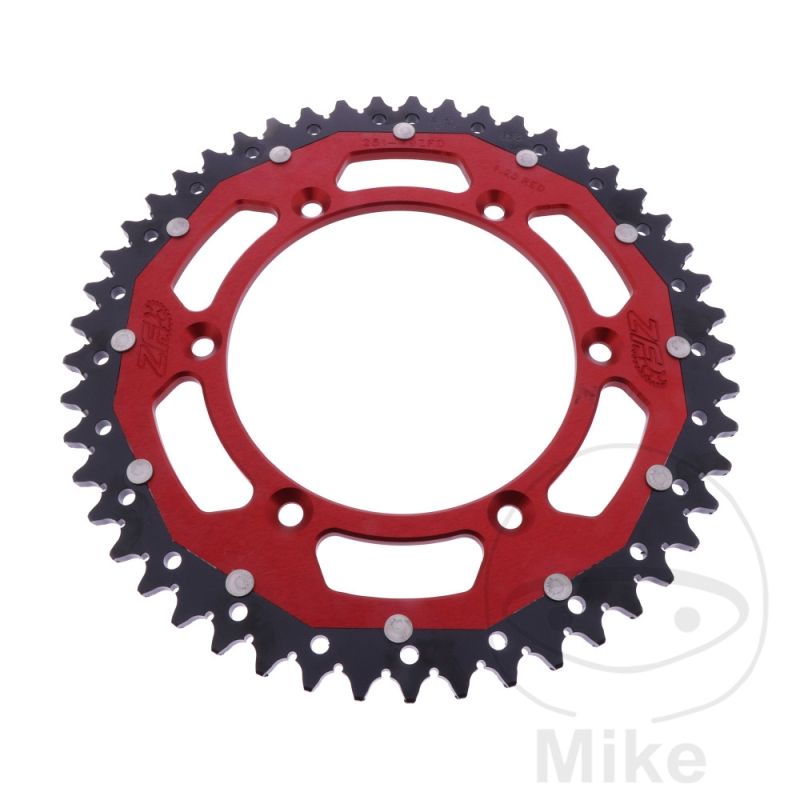 Corona Dual ZF 49 Dientes Paso 520 Rojo | Motos Camaral