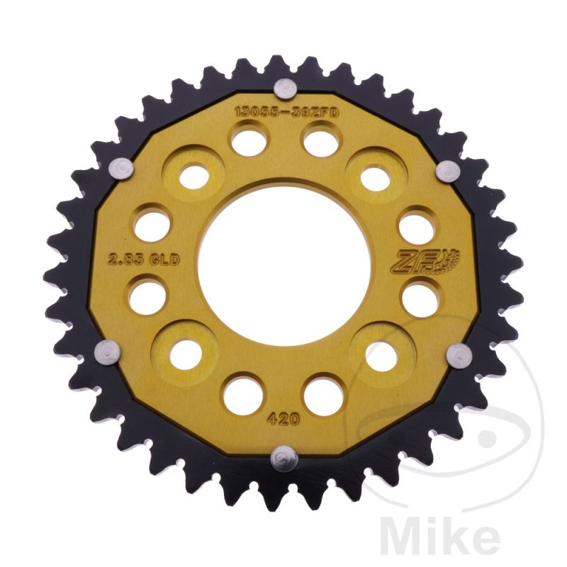 Corona ZF Dual 39 Dientes Paso 420 Dorada | Motos Camaral
