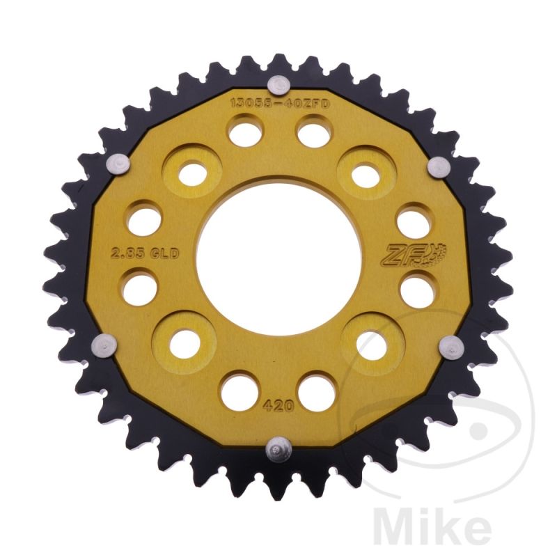 Corona ZF Dual 40 Dientes Paso 420 Dorada | Motos Camaral