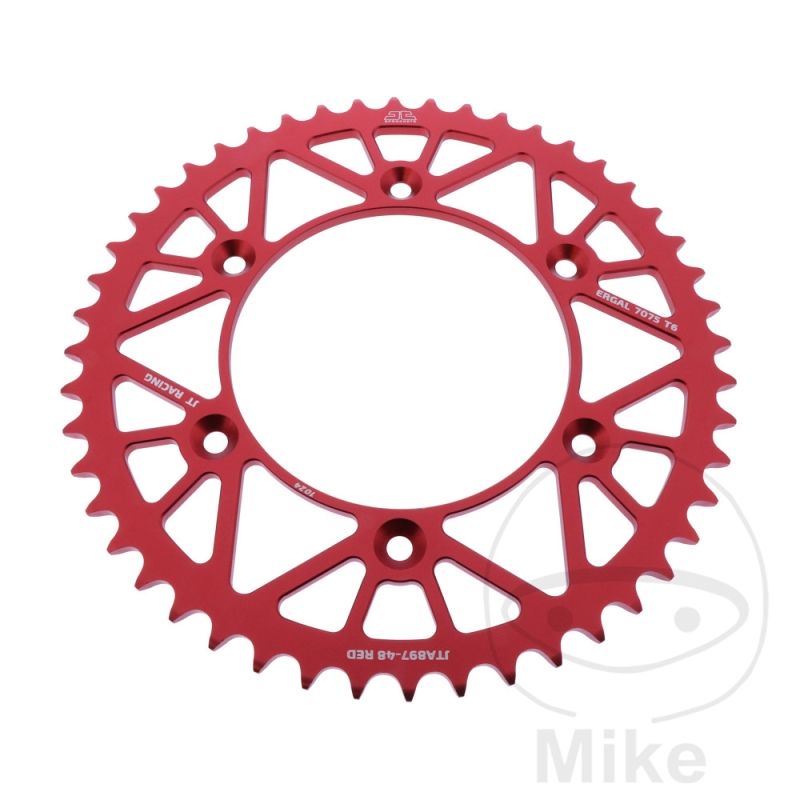 Corona JT Aluminio 48 Dientes Paso 520 Roja | Motos Camaral