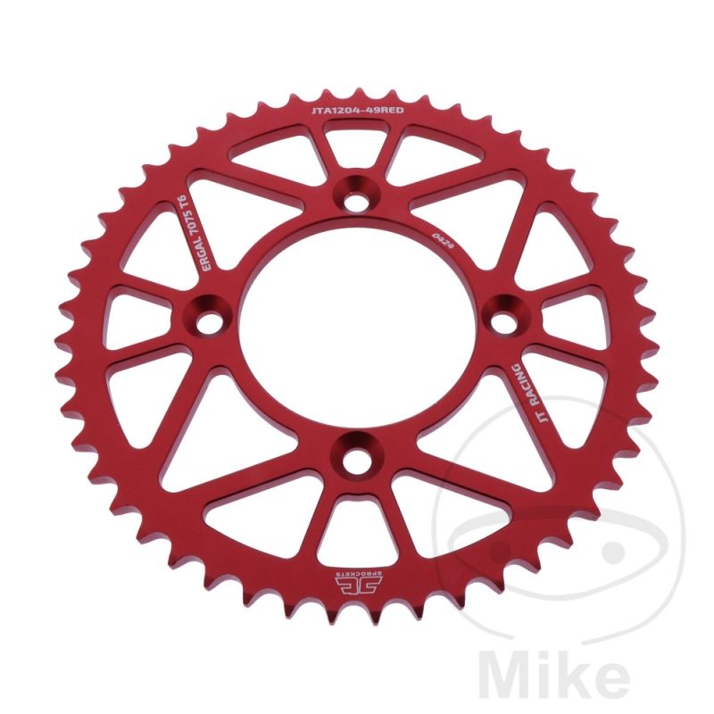 Corona Aluminio JT 49 Dientes Paso 428 Roja | Motos Camaral