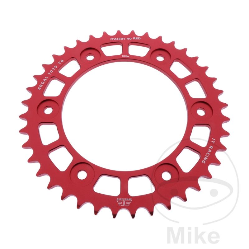 Corona JT Aluminio 40D Paso 520 Roja | JT | Motos Camaral