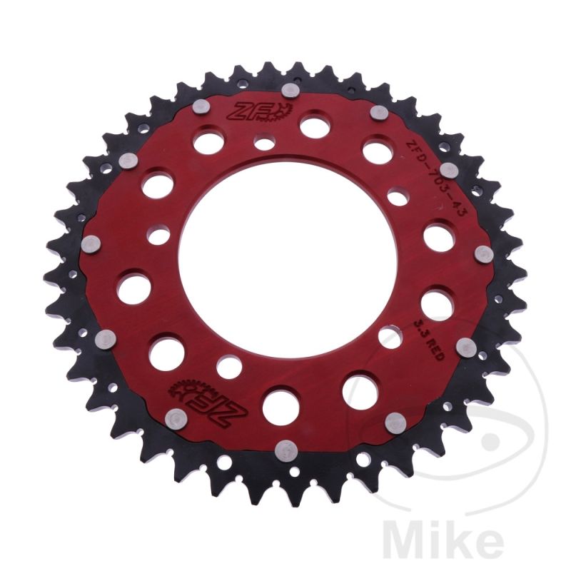 Corona Dual ZF 43 Dientes Paso 520 Roja | Motos Camaral