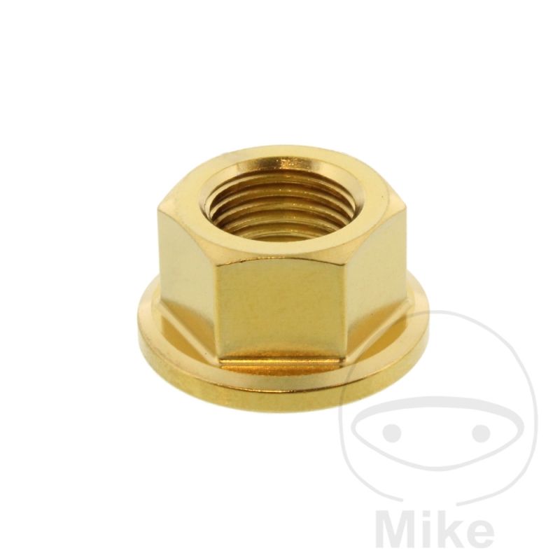 Tuerca Corona JMP M10x1.00 Inox V4A Dorada | Motos Camaral