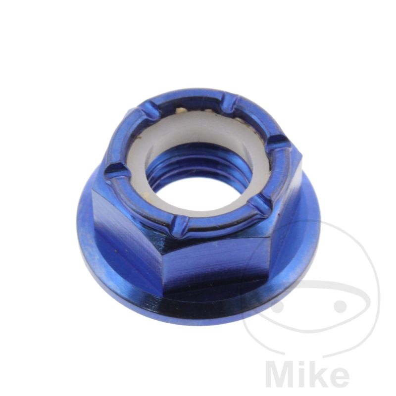 Tuerca Piñón Autoblocante JMP M8x1.25 Titanio Azul | Motos Camaral