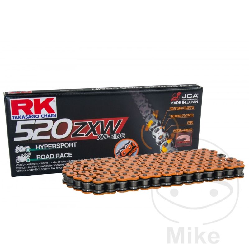 Cadena RK 520ZXW XW-Ring Naranja 120 Pasos | RK | Motos Camaral