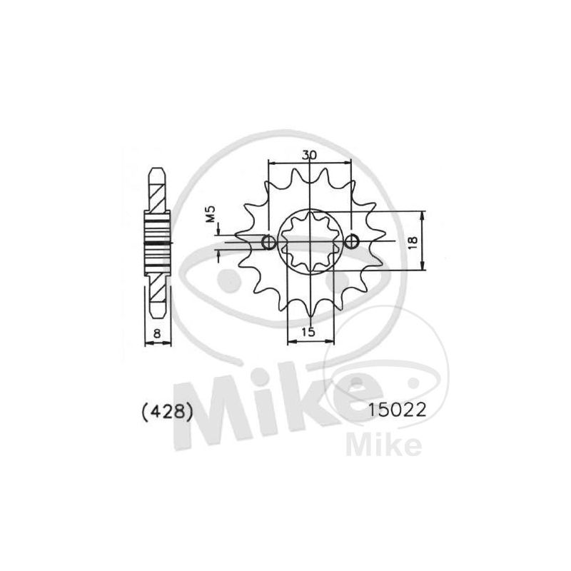 Piñón 13D Paso 428 Engranaje Fino 15/18mm | Motos Camaral