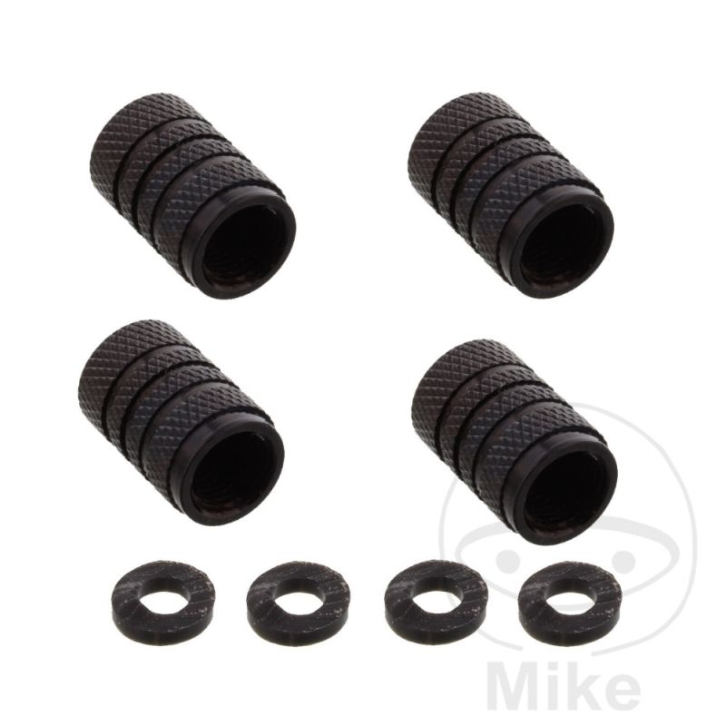 Tapas de Válvula Aluminio Negro (Pack 4) | Motos Camaral