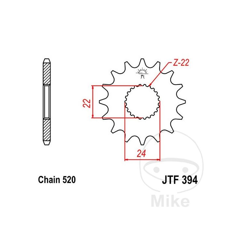Piñón 15D Paso 520 Engranaje Fino 22/24mm | Motos Camaral