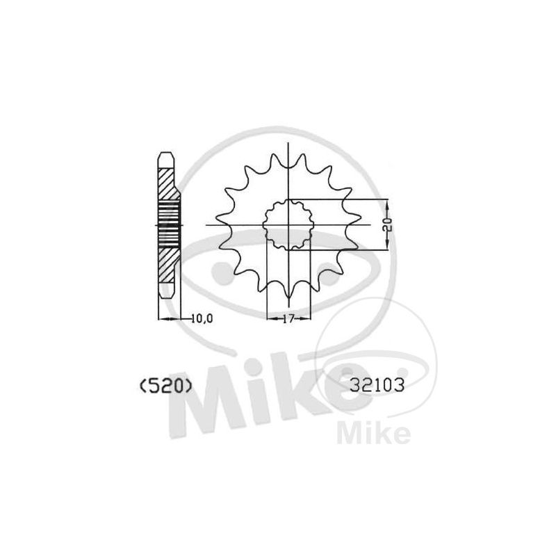 Piñón 13D Paso 520 Engranaje Fino 17/21mm | Motos Camaral