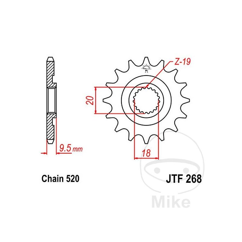 Piñón 13D Paso 520 Engranaje Fino 18/20mm | Motos Camaral