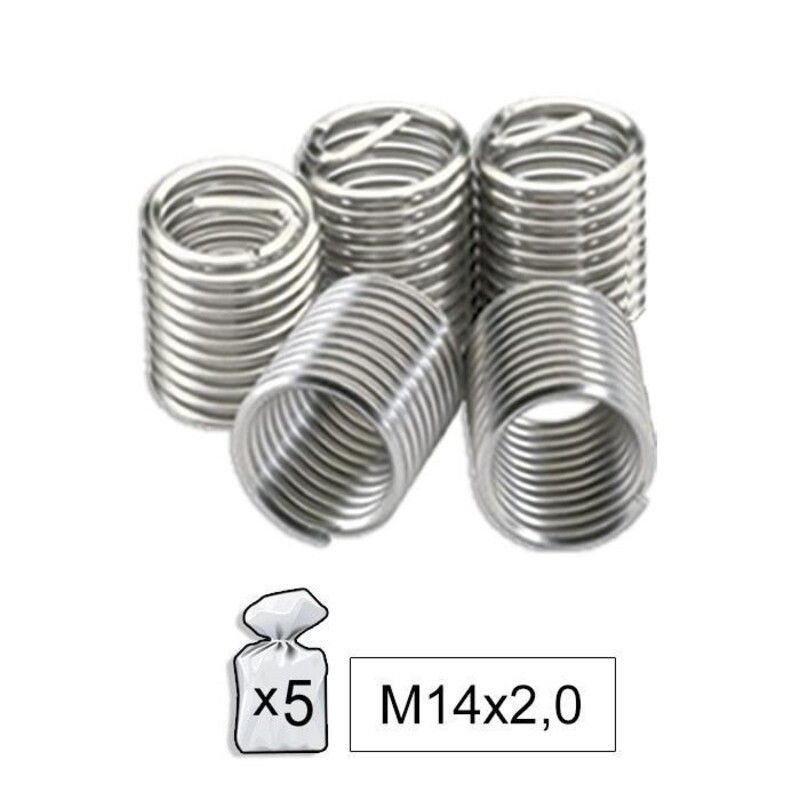 Set de 5 Helicoides M14x2.0 para reparación rosca bujía JBM 52022 - motoscamaralweb.com