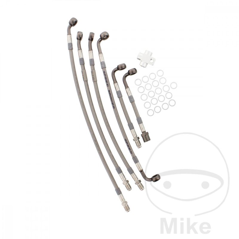 Kit Latiguillos de Freno Metálicos Antracita 6 Piezas | Motos Camaral