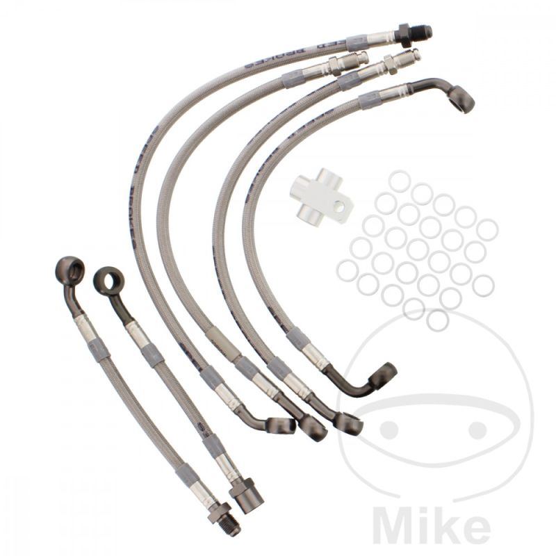 Kit Latiguillos de Freno Metálicos Antracita 6 Piezas | Motos Camaral