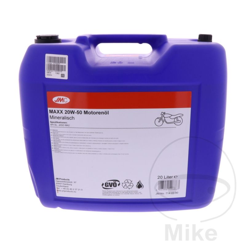 Aceite Motor 20W50 4T 20 Litros JMC Maxx Mineral | Motos Camaral