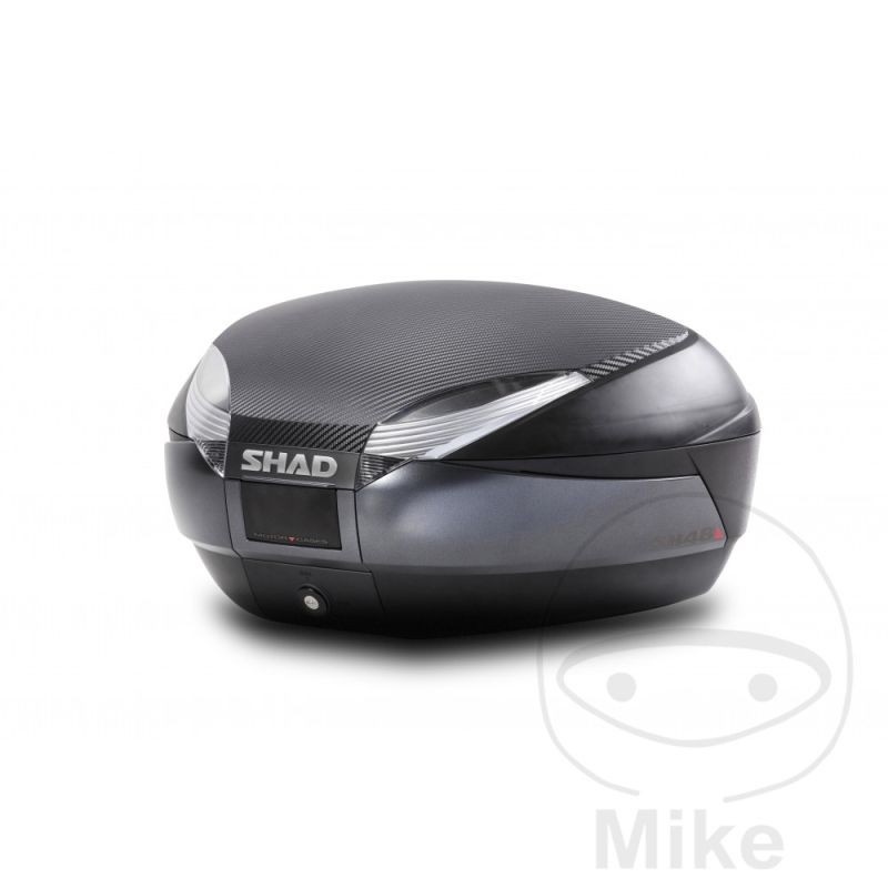 Baúl Shad SH48 48 Litros Negro/Carbono con Parrilla | Motos Camaral