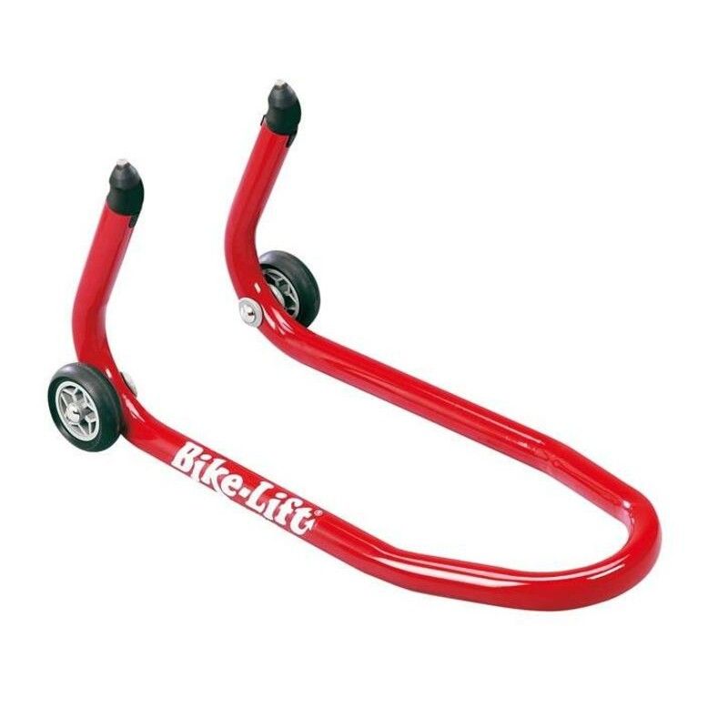 Caballete delantero para horquilla perforada BIKE LIFT rojo - FS-9 - motoscamaralweb.com