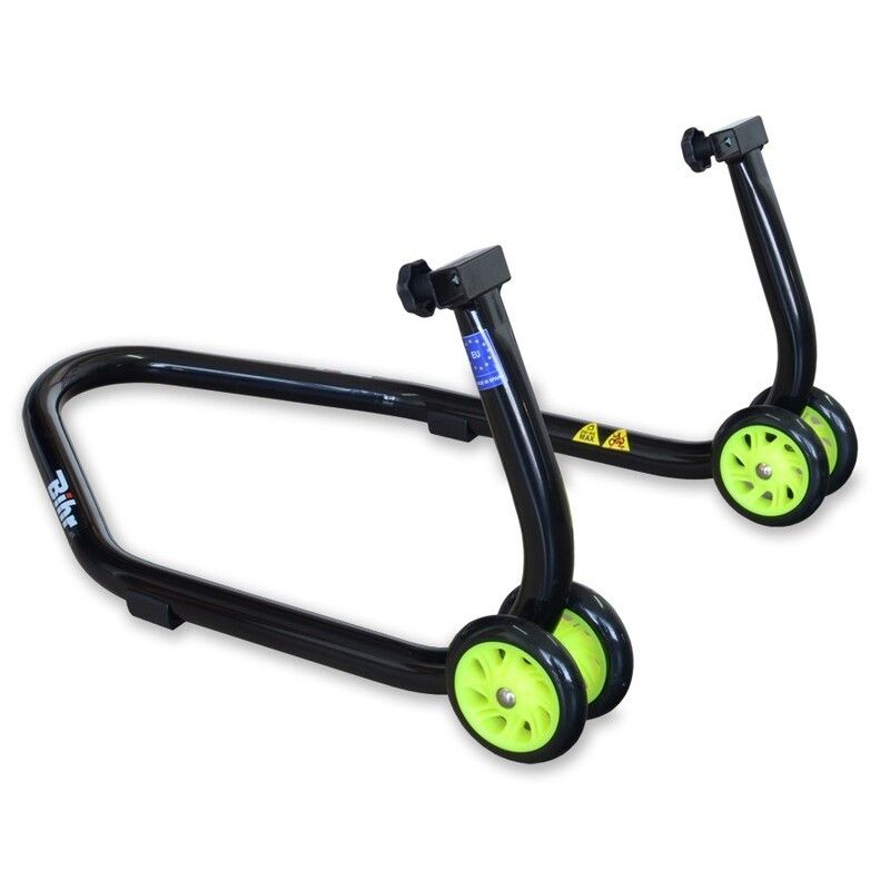 Caballete trasero universal Bihr. Color negro y ruedas fluor - motoscamaralweb.com