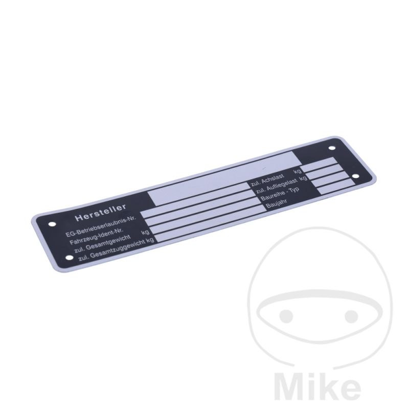 Placa de Identificación Alemán para Remolque 148x38mm | Motos Camaral