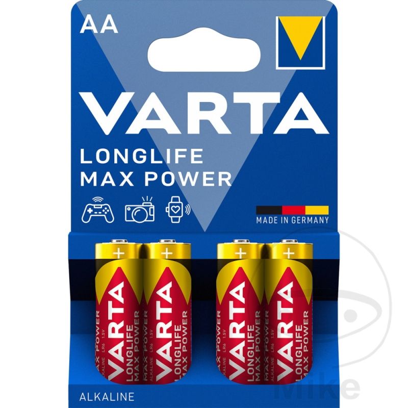 Pilas Mignon AA Varta Longlife Max Power 4 uds | Motos Camaral