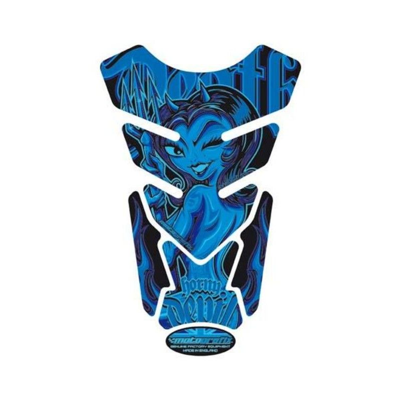 Protector de depósito Motografix DIABLESS 4 piezas. azul - motoscamaralweb.com