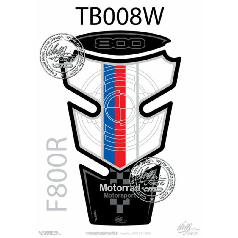 Protector de depósito Motografix F800R blanco/azul/rojo - motoscamaralweb.com